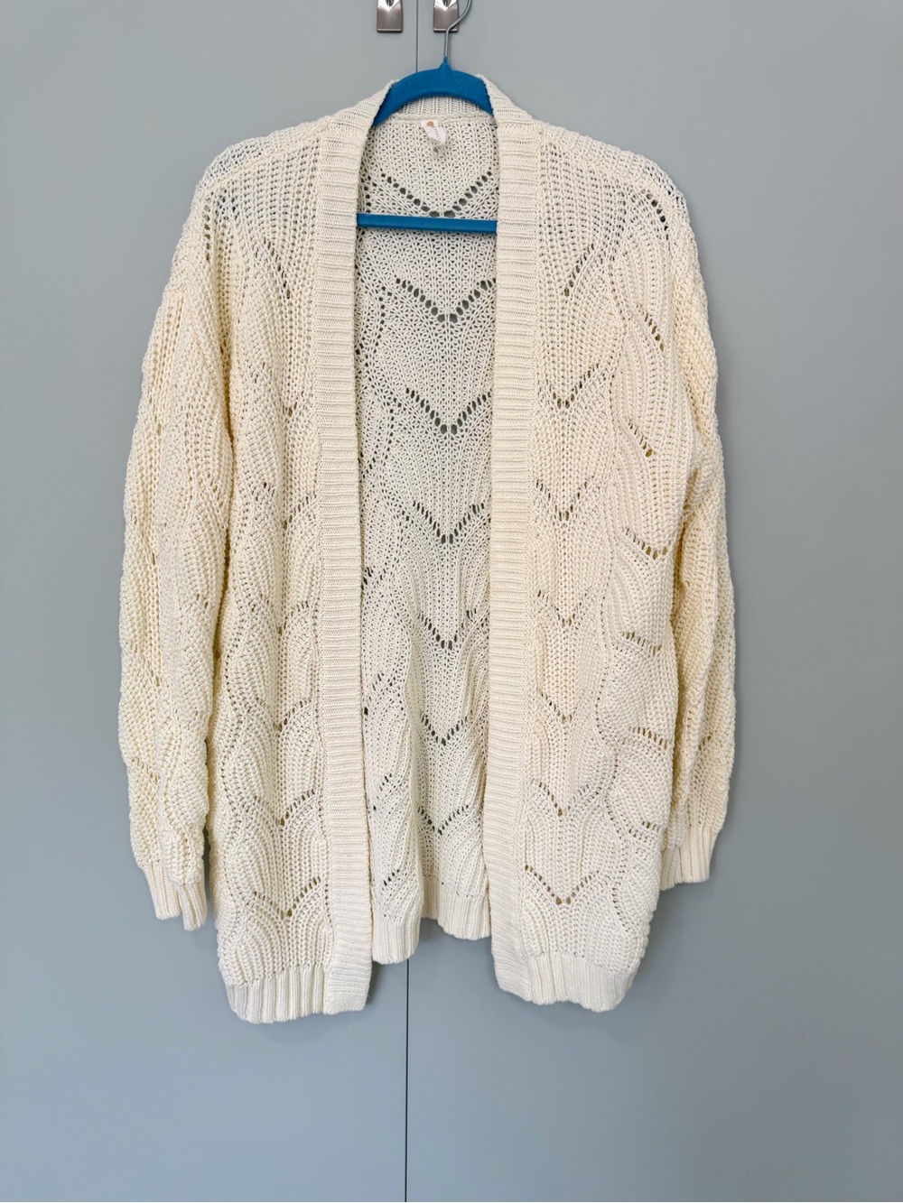 DAILY PRACTICE x ANTHROPOLOGIE Pointelle Knit Open Long Line Cardigan in Cream